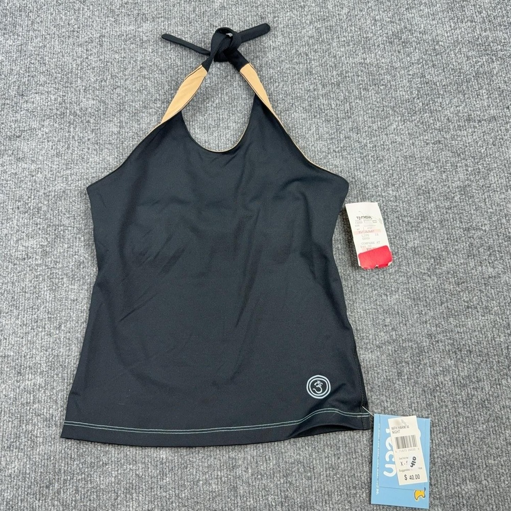 Life Is Good Tank Top Womens XS Black Good Tech Halter Yoga Lined Athletic